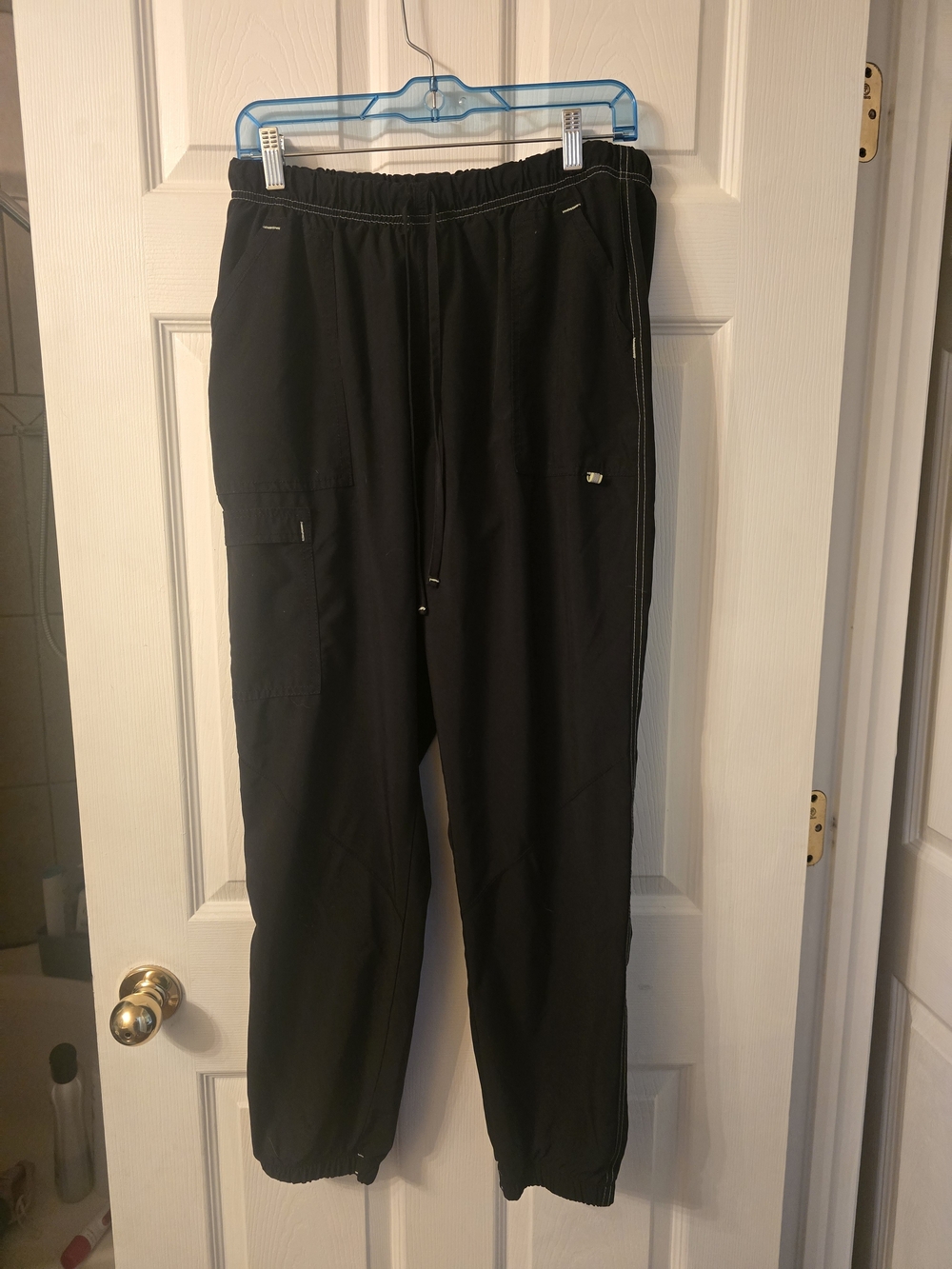 Scrubstar Black Scrub Pants with Green Contrast Stitching
